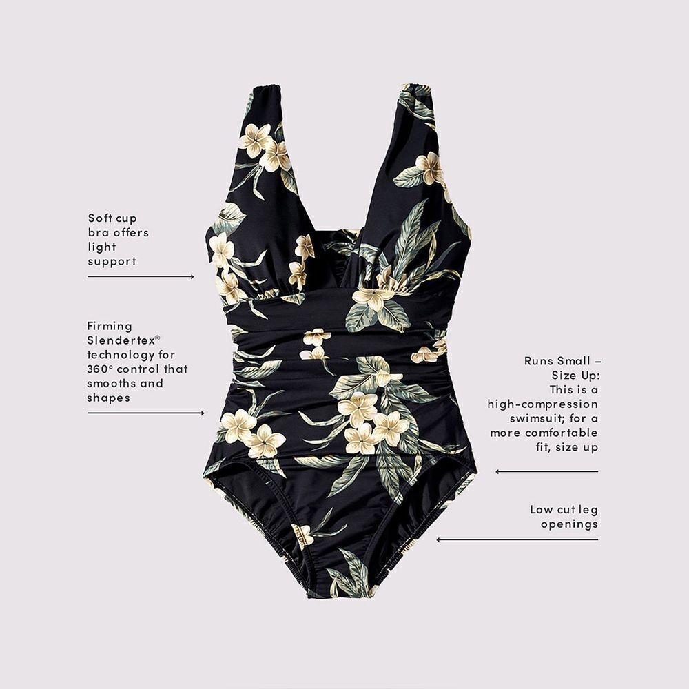 Land's End Plus Standard Size SlenderSuit Grecian
Black plumeria floral Various - Picture 4 of 4